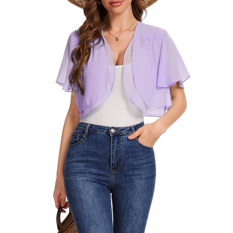 Bbonlinedress Bolero Women's Festive Chiffon Cardigan Elegant Short Sleeve Casual