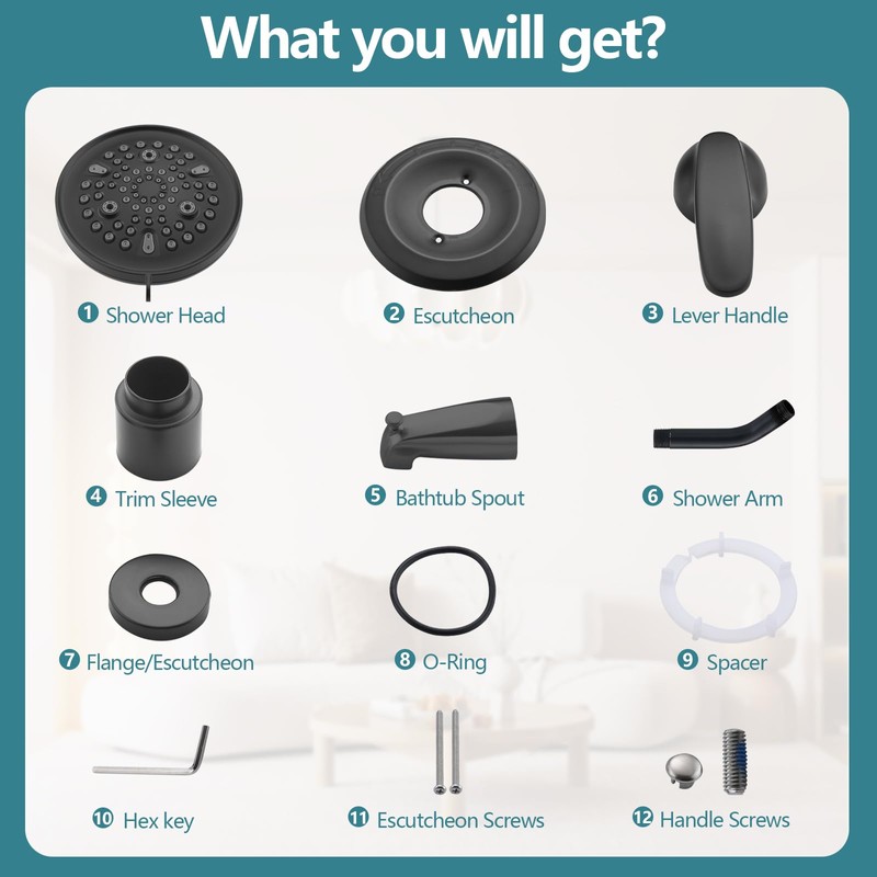 Ultrimkit 9-Setting Shower Faucet Trim Kit Compatible with Delta 13/14