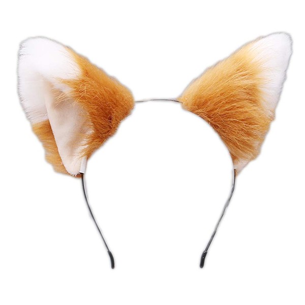 GT-LINE Favolic Fluffy Ears, Dog, Fox, Animals, Cat Ears, Headband, Cosplay Accessories, Cat, Wolf, Cat Ears, furry Lover, Cosplay, Furry Costume, Dog Mask Unisex, Costume, Free Size