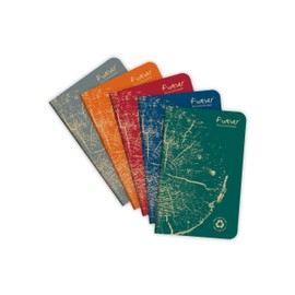 Clairefontaine 68496C - FOREVER premium quilted notebook 9x14cm 90g recycled 96p lined assorted colors - PAQ of 5