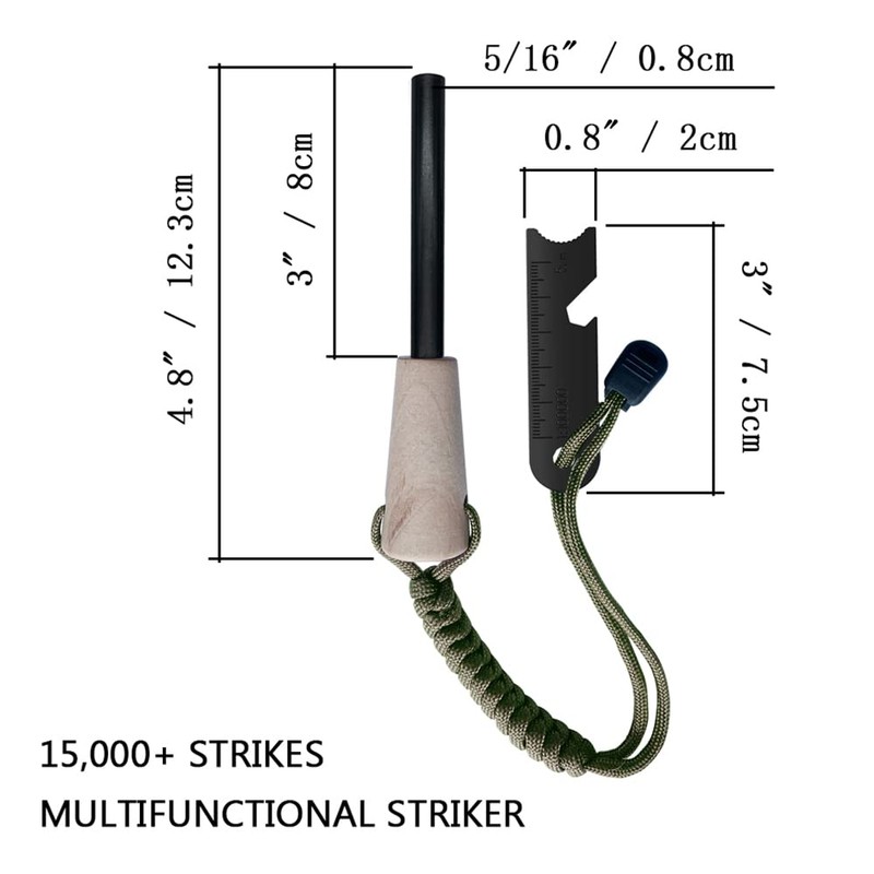 Fire Starter Survival Kit, Larger Ferro Rod with Striker Lanyard