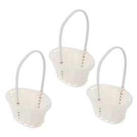 FELTECHELECTR 3 Pcs Storage Basket Snack Containers for Kids Garden Wedding Decor Home Decoration Tiny House Woven Wicker Basket Flower Girl Wicker Basket Girly Decor Baby White Mini Basket