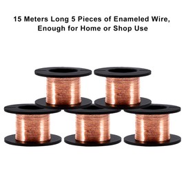 15m Long 0.1mm Diameter Copper Soldering Solder Enamelled Wire Reel -Pack of 5