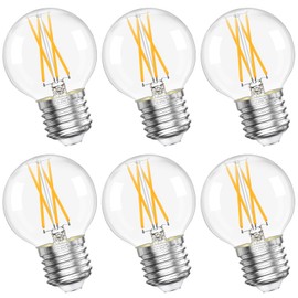 GvvooHome G16.5 LED Bulb Dimmable, 6W, 60 watt Equivalent, 4000K Neutral White E26 Globe Bulb, Round Edison Bulbs for Ceiling Fan, Pendant, Chandeliers, 90+CRI 600LM, 6 Pack