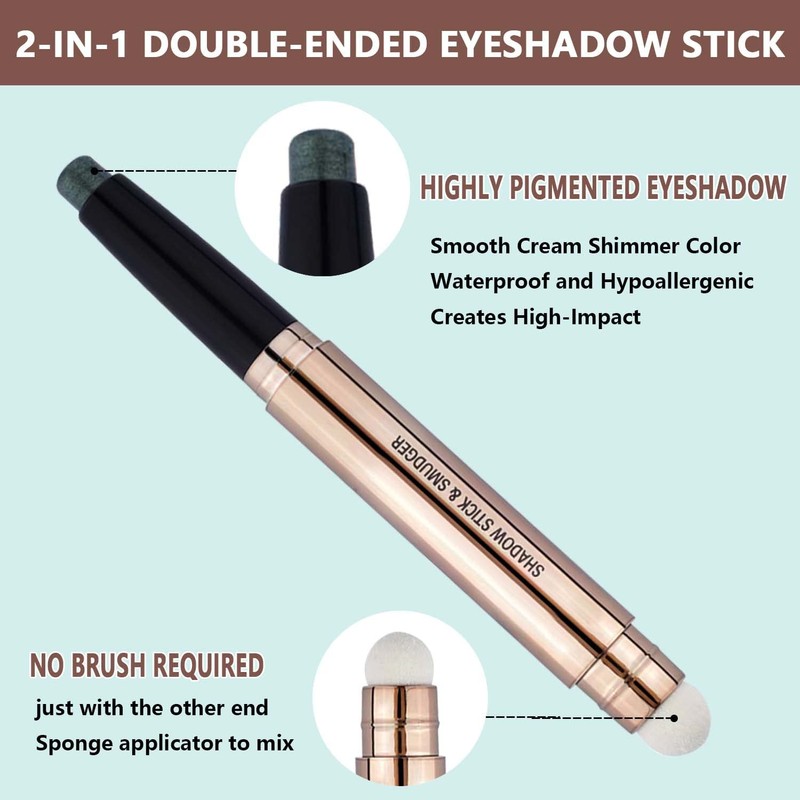 LGSZGDCN Green Eyeshadow stick Makeup Brush,Glitte Primer Palette Smooth Cream