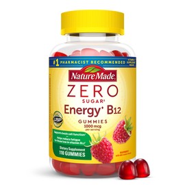Nature Made Zero Sugar Energy Vitamin B12 Gummies 1000 mcg per Serving, B12 Vitamins, Energy Metabolism Support, Aspartame Free, 110 Sugar Free Gummies, 55 Day Supply