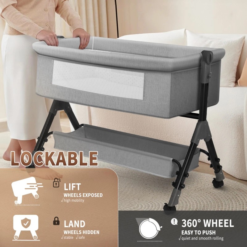 HDJ Baby Bassinet Bedside Crib Infant Sleeper Bed Cradle Newborn