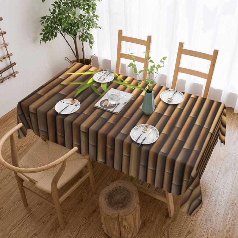 JRZHXYA Bamboo Print Tablecloth 54 x 72 Inch Zen Japanese