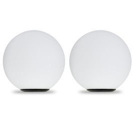 2 Pack Matte Opal Glass Globe Lampshades with Black Metal Rings, Replacement Light Shades for Wall Sconces and Pendant Lights