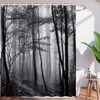Misty Grey Forest Shower Curtain Black and White Tree Heavy