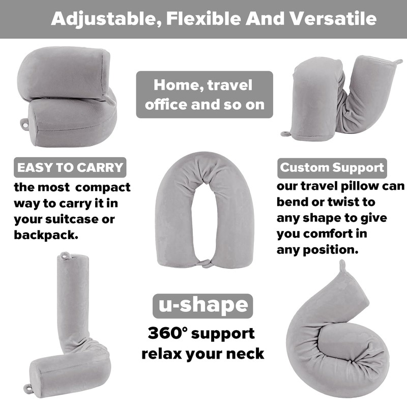 PG6 Twist Memory Foam Travel Pillow for Neck, Chin, Lumbar