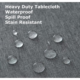 Tektrum 70 X 70 inch Square Faux Linen Textured Tablecloth Table Cover - Waterproof/Spill Proof/Stain Resistant/Wrinkle Free/Heavy Duty -Great for Banquet, Parties, Dinner, Wedding (Charcoal)