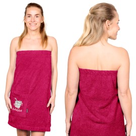 Lashuma Lillby Sauna Kilt Lady XS - M, Terry Towelling Sauna Towel, Cotton Pink - Purple with Velcro Fastening and Elastic Band