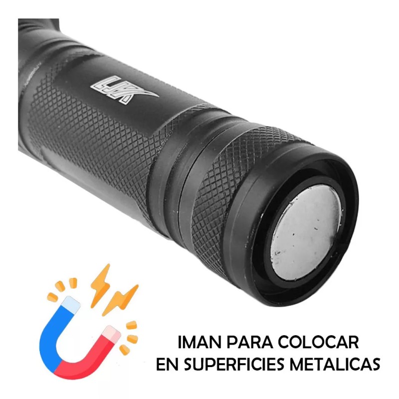 LJK Linterna 3 Focos Tactica 2000 Lm Imantada Luz Led