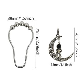 Kinwot Astronaut Shower Curtain Hooks for Bathroom Shower Rod, Rust-Proof Stainless Steel Shower Curtain Rings for Shower Curtain & Liners with Fun Pendant Space Moon Theme Bathroom Decor, Set of 12