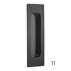 M METERXITY 1-Pack Recessed Finger Pulls, 4.72 Inch Stainless Steel Sliding Closet Door Handles for Barn Door, Rectangular Flush Pulls Handles [Black]