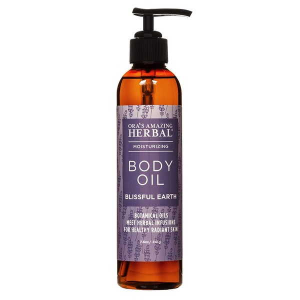 Lavender Body Oil, After Shower Body Oil, Blissful Earth, Essential Oil Scent with Lavender Vetiver and Clary Sage, Natural Skin Care, Ora's Amazing Herbal - 7.5oz