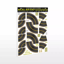 Real Roads 1/64 Scale Model Real Roads Fits Matchbox Roadway, Hot Wheels Road Set Slot Cars - Style 4 - Curves and Turns