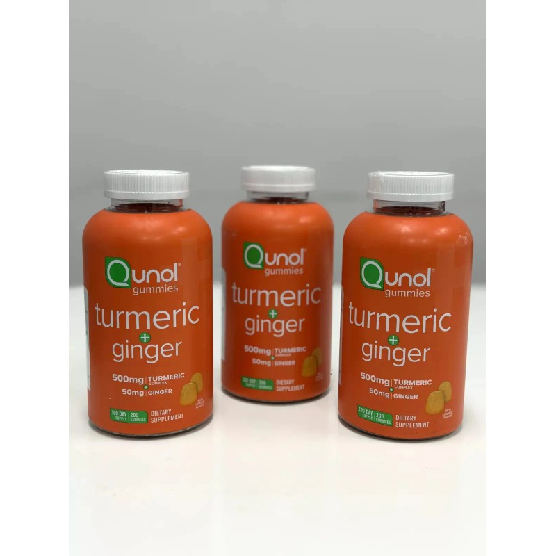 Qunol Turmeric Plus Ginger, 100 Day Suply 200 Gummies 500mg