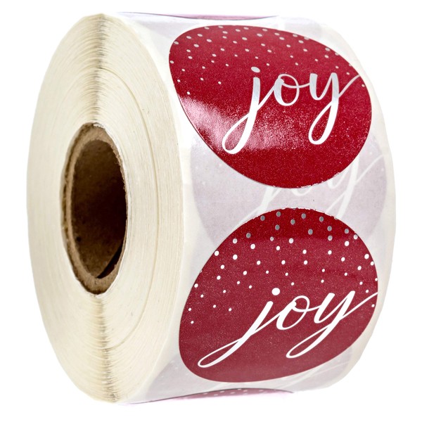 Joy Christmas Stickers / 500 Shiny Holiday Labels / 1.5" Christmas Sticker Envelope Seals/Winter Season Label/Made in The USA