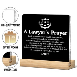 Legal Gifts for Men Women, Attorney Gifts for Lawyer Law Students, a Lawyer's Prayer Acrylic Sign Law School Graduation Decorations