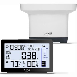 Wireless Rain Gauge Outdoor, Digital Rain Gauge Outdoors Best Rated with Thermometer,Accurate Self-Emptying Rain Measure Gauge for Garden,Remote Electronic Rain Meter,Freeze Proof Rainfall Measurer