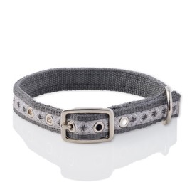 Pet Passion Adjustable Recycled Ribbon Dog Collar for All Pet Breeds, Fair Isle Gray, XX-Large