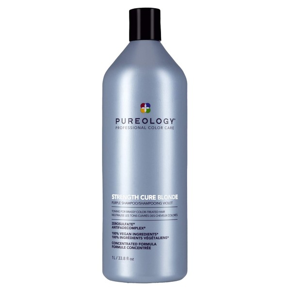 Pureology Strength Cure Blonde Purple Shampoo for Blonde & Lightened Color-Treated Hair, 33.8 Fl Oz