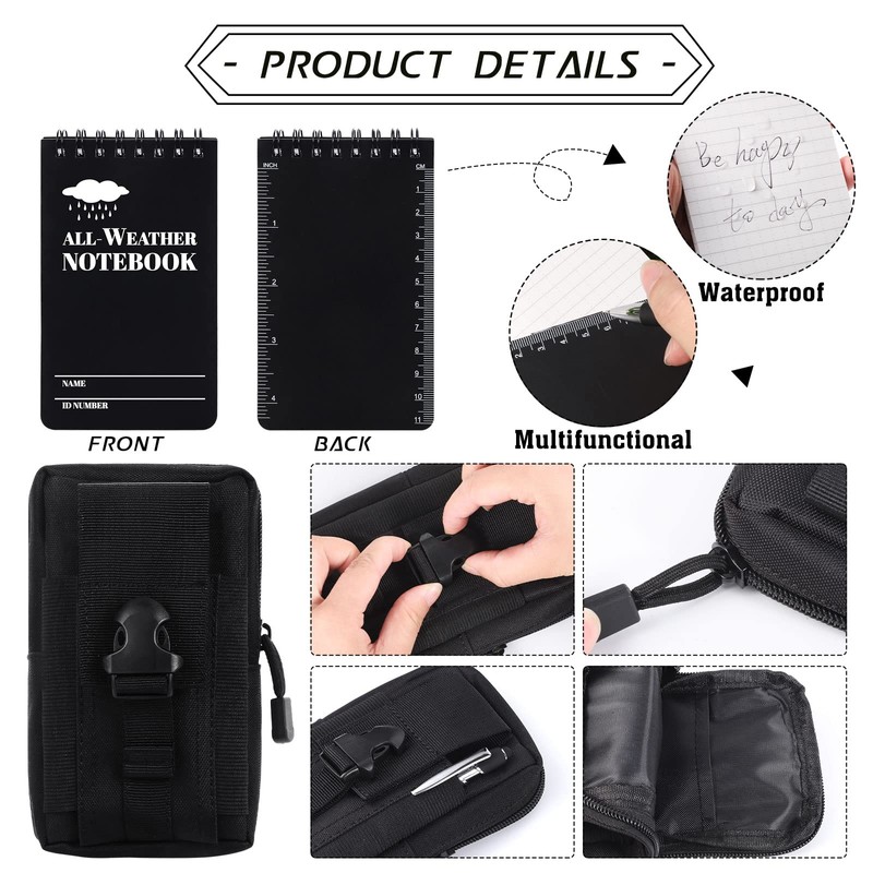 Prudiut 3 × 5" Waterproof Notepad Notebook with Weatherproof Pen