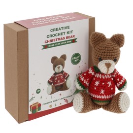 Shudehill Giftware Creative Crochet Kit for Adults – DIY Christmas Teddy Bear Craft Set, Perfect for Beginners, Includes All Materials & Instructions for a Fun, Easy Crochet Project