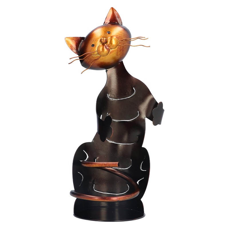 Cat Shaped Wine Rack Metal Sculpture Shelf Practical Sculpture Home