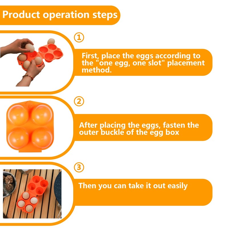 TREABEAR Egg Container for Travel, Egg Box, Plastic Egg Box