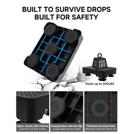 Adjustable Step Stool for Adults, Bed Step Stools, 600 LBS Capacity Safety Wide Step Platform, Indoor and Outdoor Steps for Seniors, Non-Slip Stepping Stool Elderly Assistance, Black