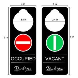 Vacant Occupied Sign,2Pack for Home Office Restroom Conference Hotles Hospital,Door Hanger Sing Tells Whether Room - 9'' x 3'' (Black)