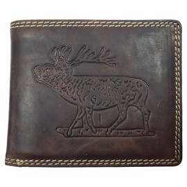 Einkaufszauber Genuine Buffalo Leather Hunter Purse Deer, dark brown, Wallet