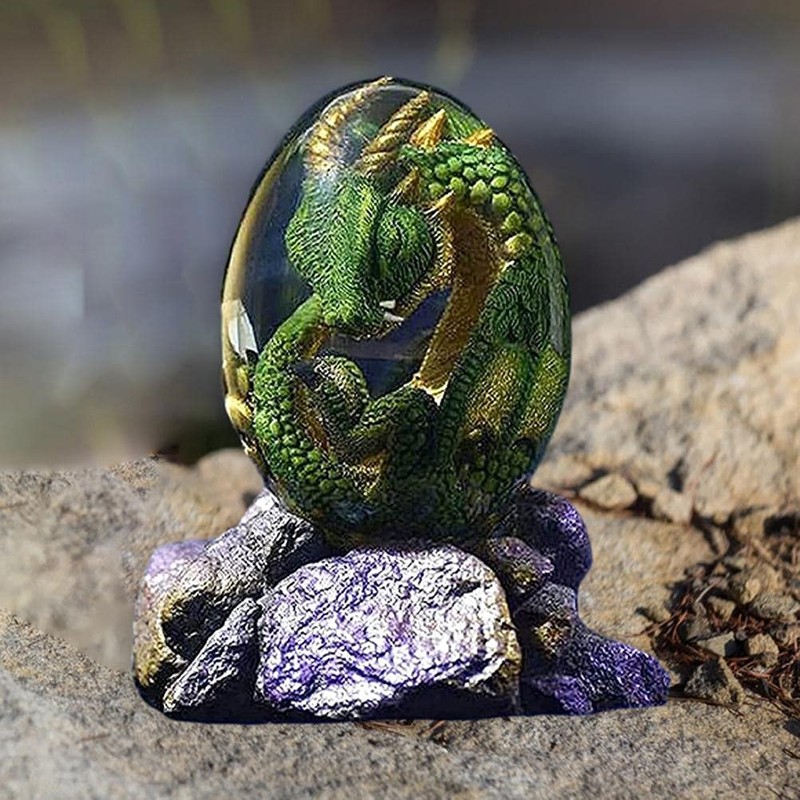 KKPLZZ Crystal Lava Dragon Eggs, Mysterious Dinosaur Eggs with Display