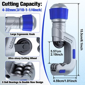 SPEEDWOX 3Pcs Tubing Cutter Set Tube Cutter Set Heavy Duty Pipe Cutter Tool 3/10-1-1/4" Mini Tube Cutter 1/8-3/4" Copper Pipe Cutter Tube Cutter Tool with Deburring Tool for Copper, Aluminum and PVC