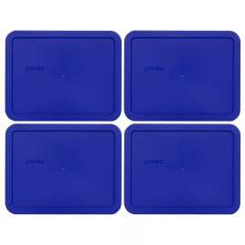 Pyrex 7211-PC Rectangular Blue 6 Cup Plastic Storage Lid 4PK for Glass Dish