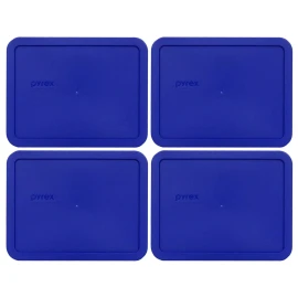 Pyrex 7211-PC Rectangular Blue 6 Cup Plastic Storage Lid 4PK for Glass Dish