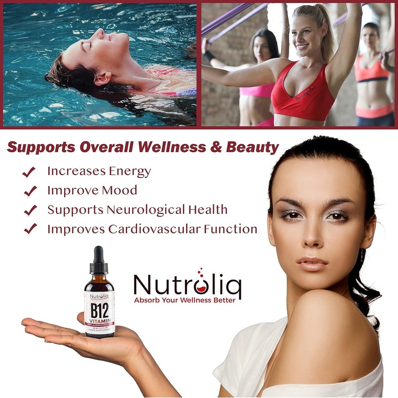 Nutroliq Vitamin B12 Liquid Drops - High-Strength 5000mcg Methylcobalamin Supplement