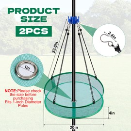 2Pcs Bird Seed Catcher Tray for Hanging Bird Feeder Platform, 4" Deep Birdseed Hoop for Hummingbird Feeders Bee Feeder Outdoor Garden Accessories (Green, 20inch)