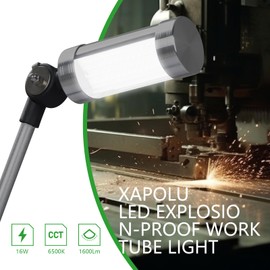 Xapolu LED Machine Light with 22in Alloy Arm, 16W 1600LM, 6500K 110-220V, IP67 Waterproof Industrial Explosion Proof Work Lighting with US Plug for Lathe, Sewing, CNC, Drilling Machine