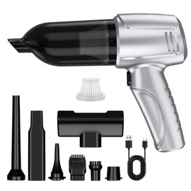 Ecoflick Car Vacuum Portable Cordless, 5 in 1 Handheld Vacuum Cleaner, Mini Vacuum Cleaner Rechargeable, 8000PA Powerful Compressed Air Duster & Air Blower for Cars,Home,Office,Pet Hair