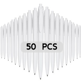 Wiaziert BallPoint Pens, 50 Pack (BLACK Ink),Bulk Pens, White Barrel,Click Pens for Office Home and School, Retractable Ballpoint Pens, Medium Point, 1.00MM (White)