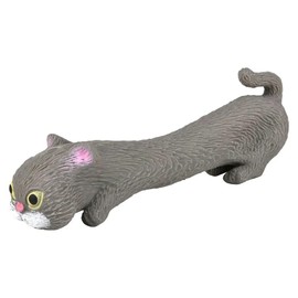 Squishy Stretchy Cat (3.5" to 6.5") Rubber Fidget Sensory Toy Filled with Sand. Great Stress Relief Cat Toy for Kids, Adults and Pets. (Grey Cat)