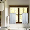 Coastal Bathroom Window Curtains,Short Privacy Sheer Linen Light Blue Striped