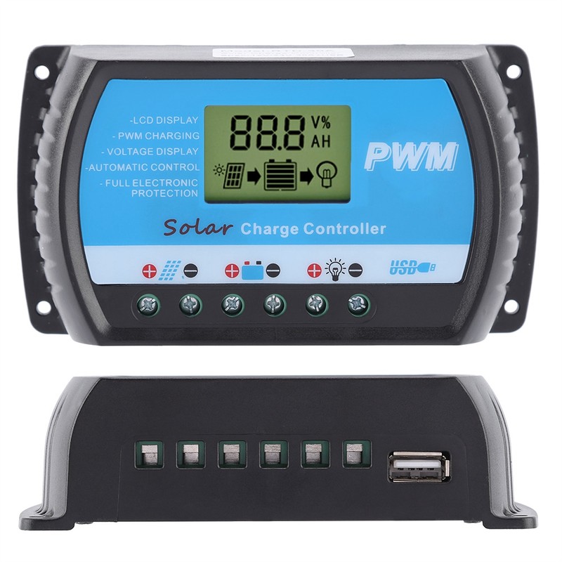 12V 24V PWM Solar Controllers LCD Display Solar Charge Controller