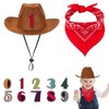 Velmitten 3 Pcs Cowboy Birthday Party Hat and Bandanas with