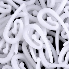 Plastic Curtain Hooks for Window Curtain, Door Curtain and Shower Curtain, 2.8 x 1.2 cm, White (100 Pack)