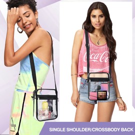 Clear Messenger Bag Stadium Approved,Clear Purse,Clear Crossbody Shoulder Bag with Adjustable Strap for Concerts, Sports Events Clear Bag(Black)